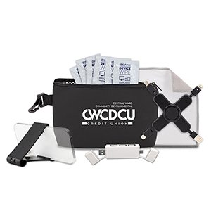 Custom "MONACO" 10 pcs Cleaning and Charging Tech Kit in Black Mesh Zipper Pouch