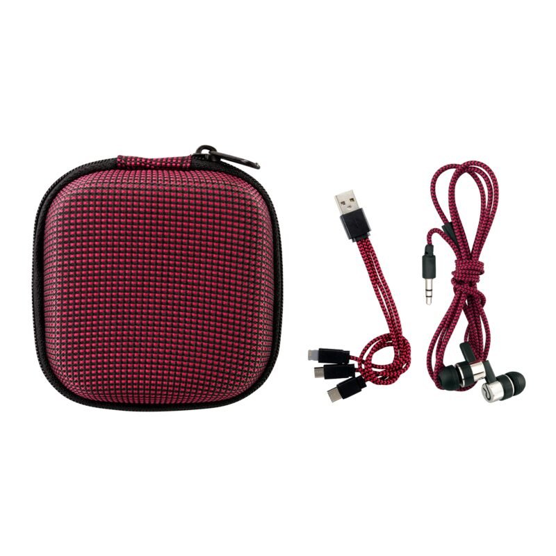 Custom Textured Charging Cable Ear Bud Kit - 4