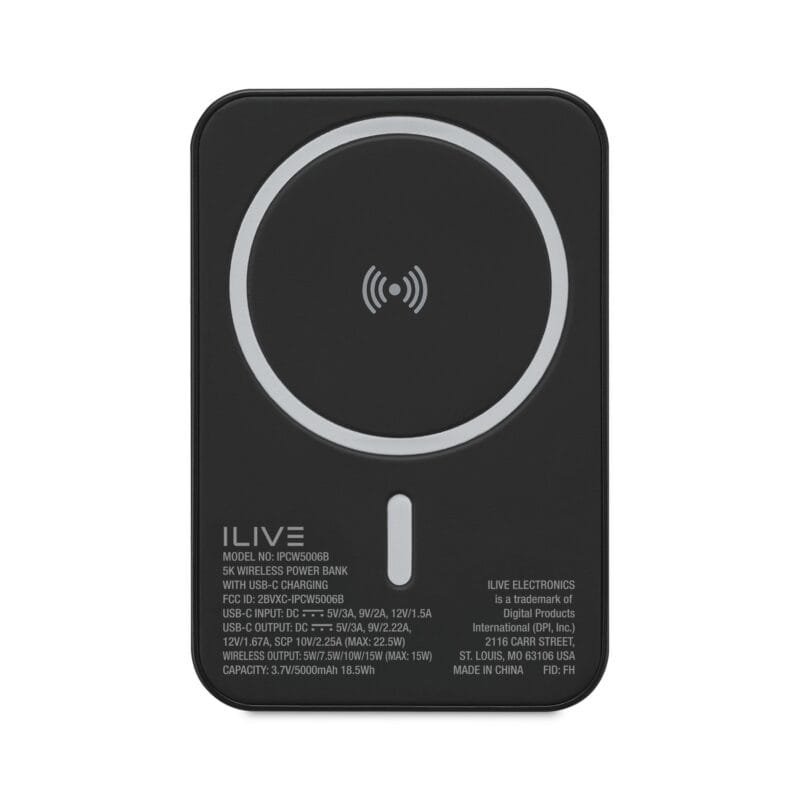 Custom iLive Powered 5K Power Bank with Wireless and USB-C - Black - 4