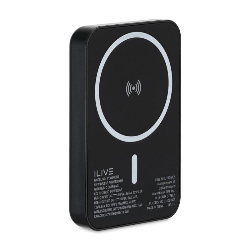 Custom iLive Powered 5K Power Bank with Wireless and USB-C - Black