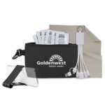 Custom "CAPETOWN" 8 pcs Multi Charging Tech Kit in Black Mesh Zipper Pouch
