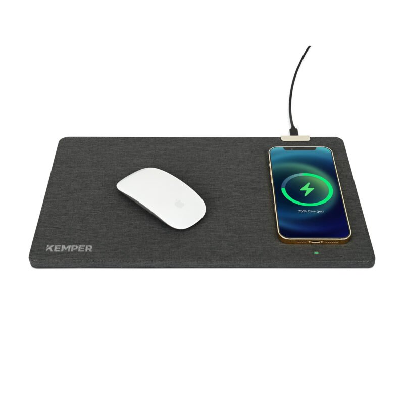 Eden-Recycled-Polyester-Wireless-Charging-Mouse-Pad-Charcoal-Heather-102461-021 Custom Eden Recycled Polyester Wireless Charging Mouse Pad - Charcoal Heather