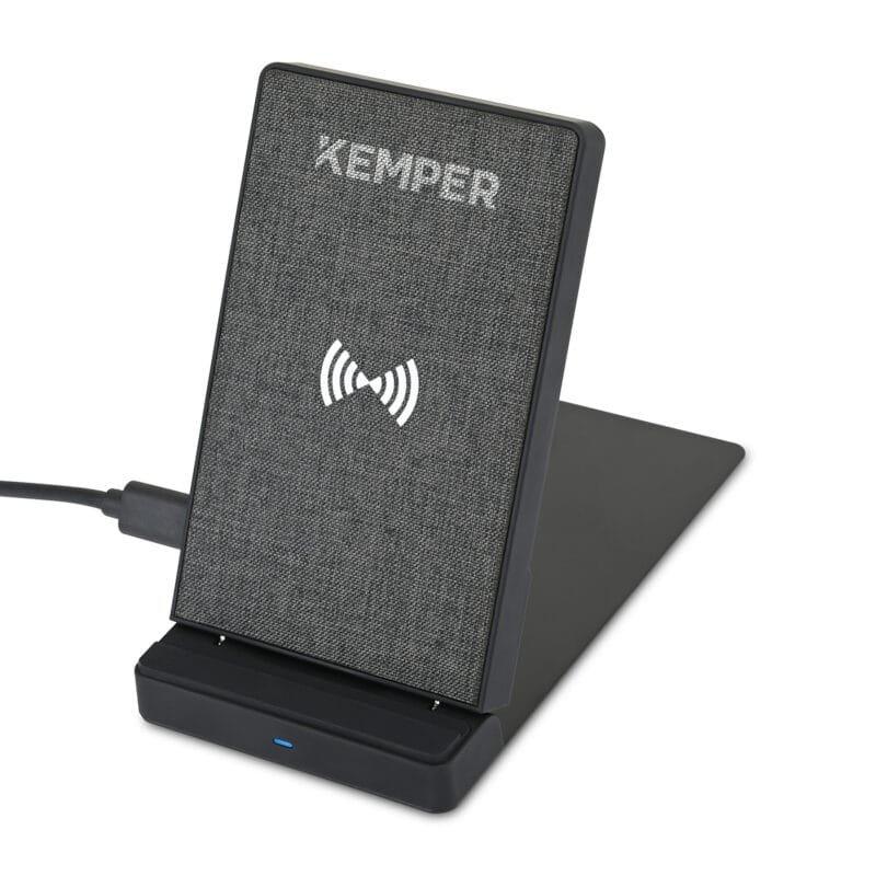 Custom Eden Recycled rPET Collapsible Desk Charger - Charcoal Heather