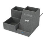 Eden-Recycled-rPET-Wireless-Charging-Desk-Organizer-Charcoal-Heather-102460-021 Custom Eden Recycled rPET Wireless Charging Desk Organizer - Charcoal Heather