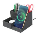 Eden-Recycled-rPET-Wireless-Charging-Desk-Organizer-Charcoal-Heather-102460-021-2 Custom Eden Recycled rPET Wireless Charging Desk Organizer - Charcoal Heather - 2