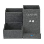 Eden-Recycled-rPET-Wireless-Charging-Desk-Organizer-Charcoal-Heather-102460-021-3 Custom Eden Recycled rPET Wireless Charging Desk Organizer - Charcoal Heather - 3