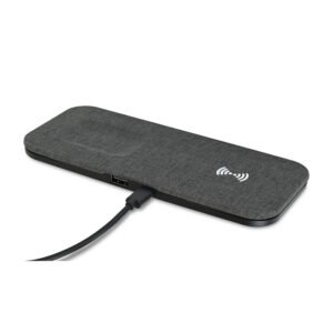 Custom Eden Recycled rPET Wireless Dual Charging Pad - Charcoal Heather