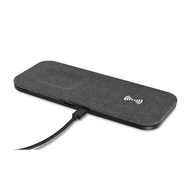 Custom Eden Recycled rPET Wireless Dual Charging Pad - Charcoal Heather